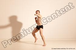 Underwear Martial art Man White Moving poses Slim Short Blond Dynamic poses Academic